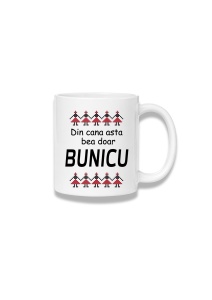Cană ceramică 380 ml – Din cana asta bea doar bunicu – motiv tradițional