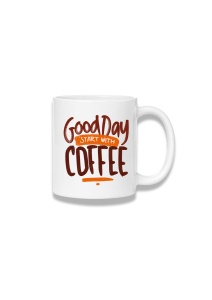 Cană ceramică 380 ml – Good Days Start with Coffee – portocaliu