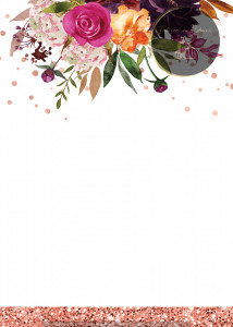 Invitație Botez B271 - Buchet Multicolor cu Bordură Sclipici