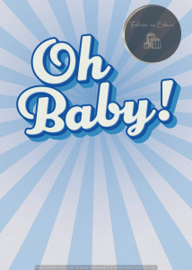 Invitație Botez B351 - Oh Baby! Fundal Albastru cu Raze