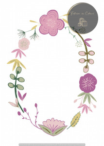 Invitație Botez B361 - Cunună Florală Folk Roz