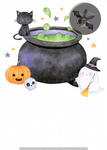 Invitație Botez B380 - Cazan Fermecat de Halloween