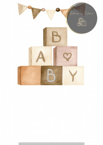Invitație Botez B448 - Cuburi de Lemn BABY