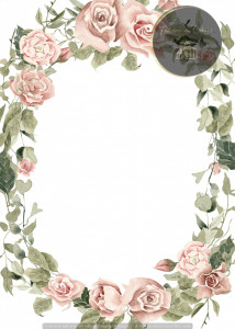 Invitație Botez B538 - Ramă Florală Trandafiri Roz