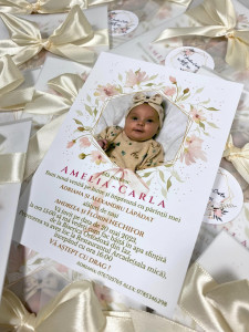 Invitație botez cu fontiță și sticker personalizat - Img 4