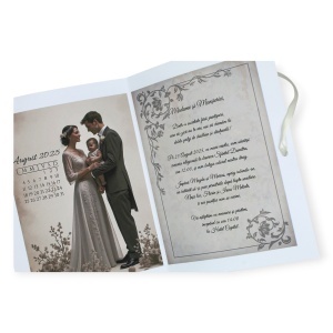 Interior invitație tip carte crem – model pentru nuntă și botez