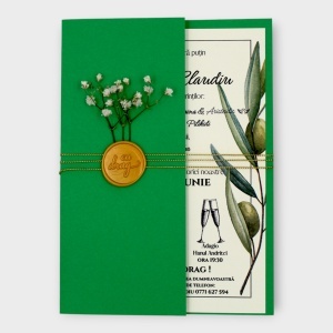 invitatie-nunta-verde-intens-cu-sigiliu-si-design-natural