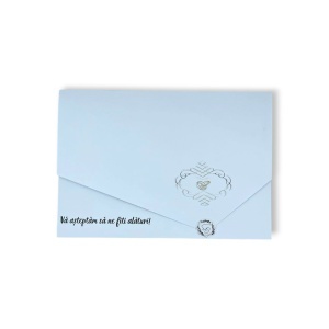 Invitație nuntă elegantă albastru deschis cu plic și sigiliu – invitații nuntă personalizate premium
