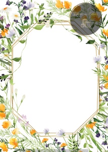 Invitație nuntă florală cu ramă verde