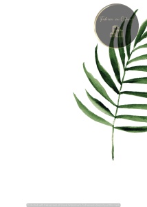 Invitație nuntă minimalistă cu frunză verde