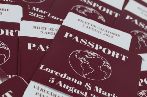 Invitație nuntă tip pașaport bordo - Img 3