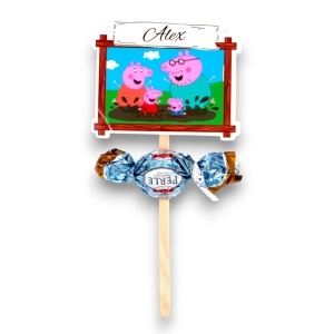 Mărturie de Botez Peppa Pig – Model Personalizat cu Bomboană Inclusă