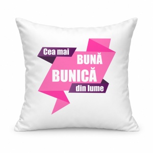 Pernă personalizată Cea mai buna bunica din lume, model mov