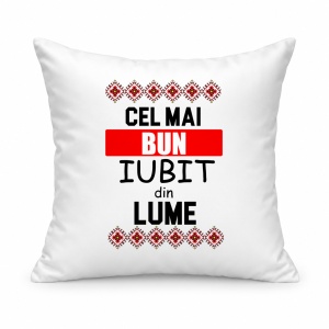 Pernă personalizată Cel mai bun iubit din lume, motive traditionale