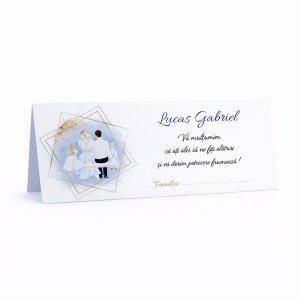 Plic pentru bani botez băiețel familie personalizat | Plic pentru dar elegant cu ilustrație familie