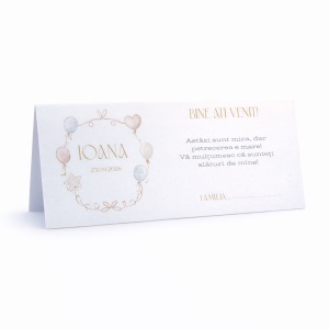 Plic pentru bani botez fetiță cu baloane pastel personalizat | Plic pentru dar elegant