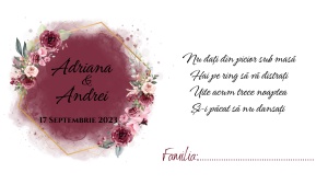 Plic pentru bani nuntă burgundy elegant cu inițiale – plic de bani/dar floral vișiniu premium - Img 2