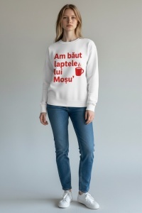 Pulover Crăciun amuzant – „Am băut laptele lui Moșu’” – model unisex, roșu