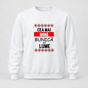 Pulover personalizat Cea mai buna bunica din lume, motive traditionale