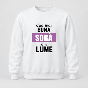 Pulover personalizat Cea mai buna sora din lume ,mov