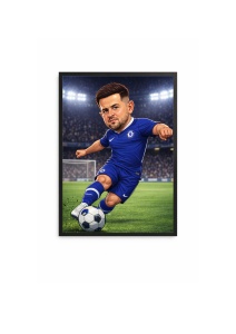 Ramă Foto Caricatură Fotbalist – Tablou Caricatură Amuzantă Personalizată, Cadou pentru El