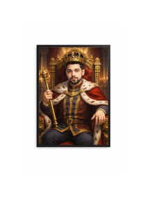 Ramă Foto Caricatură Rege – Tablou Caricatură Amuzantă Personalizată, Cadou Original