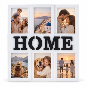 Ramă foto colaj Home în contrast, alb și negru – 6 fotografii incluse