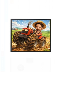 Ramă foto personalizată fermier cu tractor – cadou pentru bărbat pasionat de agricultură