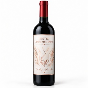 Sticlă de vin personalizată cu nume „Pentru omul meu drag” – Valentine’s Day