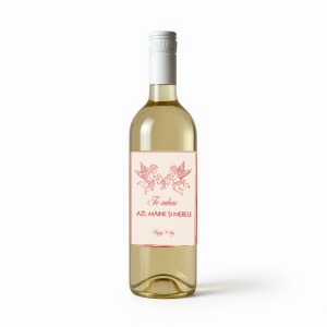 Sticlă de vin personalizată cu mesaj romantic, alb, roșu sau roze