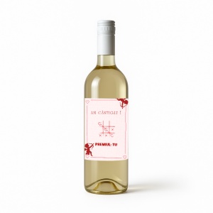 Vin roșu personalizat cu mesaj amuzant și romantic, perfect pentru Valentine’s Day.
