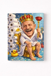 Tablou Canvas Personalizat – Regele Toaletei | Caricatură Amuzantă Cadou