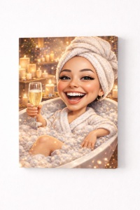 Tablou Canvas Personalizat – Spa Relax Queen | Caricatură Cadou pentru Femei