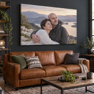 Tablou canvas personalizat cu fotografie de cuplu – exemplu de decor 6