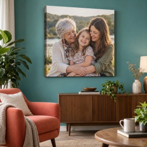Tablou canvas personalizat cu fotografia familiei – exemplu de decor 8
