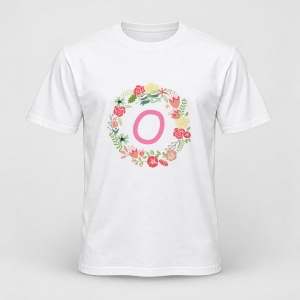Tricou personalizat Cu initiala numelui, colectia flori, roz, femei, litera O