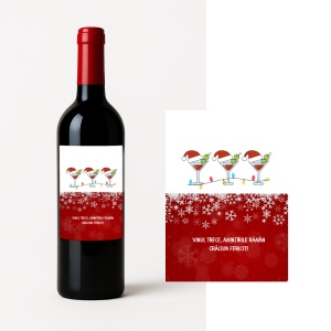 Vin Personalizat „Crăciun Fericit – Vinul Trece, Amintirile Rămân” – Cadou de Sărbători cu Etichetă Personalizată