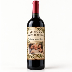 Vin personalizat aniversar – 70 de ani – O viață de amintiri | Cu poză