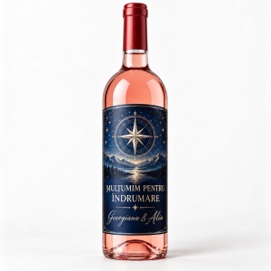 Vin roze personalizat pentru nași – Mulțumim pentru îndrumare