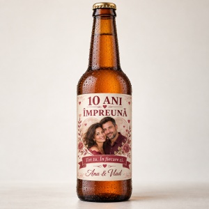 Bere personalizată – 10 ani împreună – Tot tu, în fiecare zi | Cu poză – 330 ml