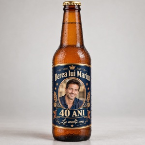 Bere personalizată – 40 de ani – Bere cu poză pentru sărbătorit – 330 ml