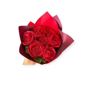 Buchet trandafiri satin roșii – cadou romantic elegant | Flori artificiale premium