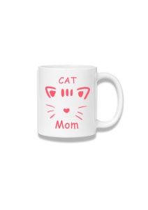 Cană ceramică 380 ml – Cat Mom – chip de pisică roz