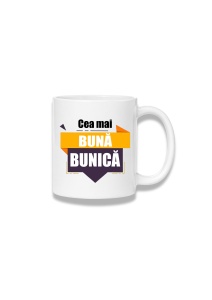 Cană ceramică 380 ml – Cea mai bună bunică – galben și mov