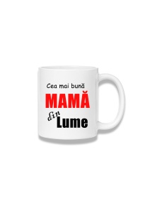 Cană ceramică 380 ml – Cea mai bună mamă din lume – text roșu