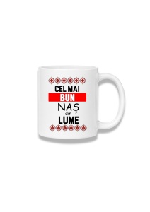 Cană ceramică 380 ml – Cel mai bun naș din lume – motive roșii