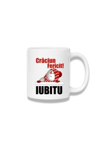 Cană ceramică 380 ml – Crăciun fericit, iubitu – Moș Crăciun