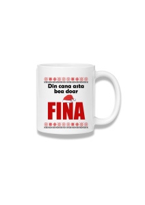 Cană ceramică 380 ml – Din cana asta bea doar fina – motive roșii