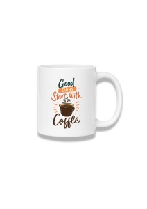 Cană ceramică 380 ml – Good Days Start with Coffee – mesaj verde