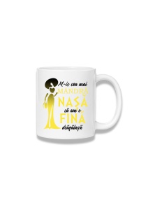 Cană ceramică 380 ml – Mândră nașă cu fină năzdrăvană